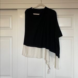 NWT J. Crew Women's Black & White Cotton-Cashmere Knit Sweater Shawl